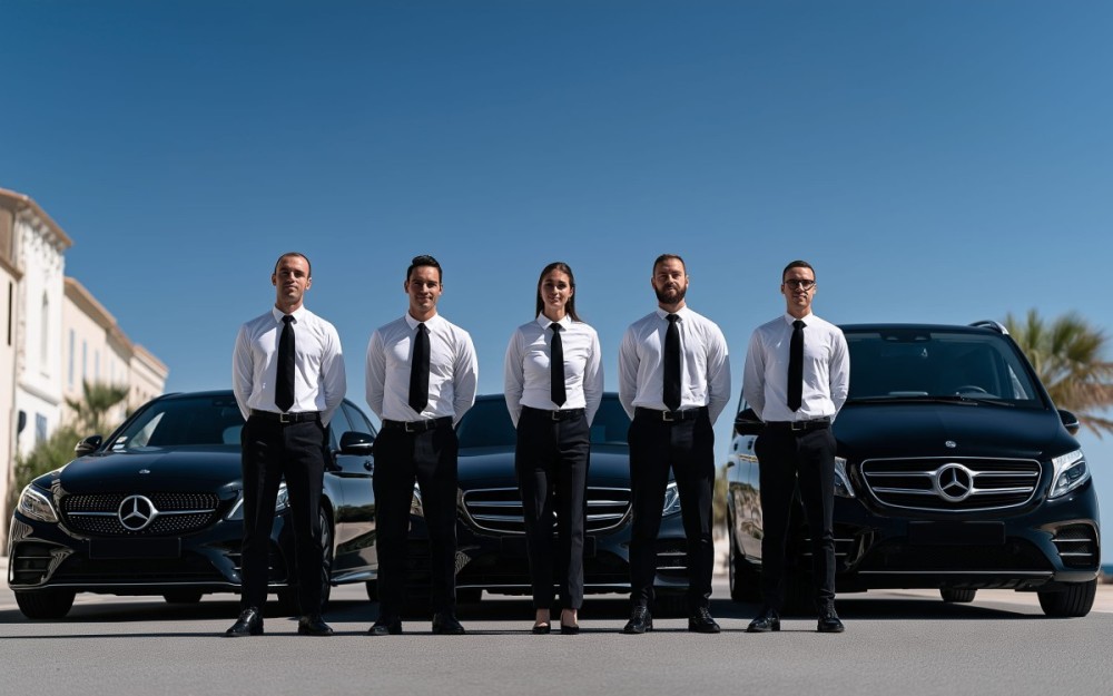 Équipe de chauffeurs VTC à La Ciotat avec véhicules Mercedes